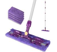 ITTAR 16" Professional Dust Mop Floor Cleaning System, Flat Mop with Stainless Steel Handle, 5 Reusable Wahshable Mop Pads, Microfiber Mops for Hardwood, Laminate, Tile Cleaning