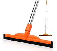 ITTAR Multi-Purpose Floor Squeegee for Concrete Floor, Heavy Duty Squeegee Broom with Adjustable 62" Stainless Steel Pole, EVA Foam Blade Scrubber for Garage, Patio, Deck, Tile, Pool, Shower