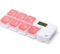 ITTRUH 7 Day Pill Box with Smart Reminder Alarm, 7 Grids Intelligent Electronic Digital Timer Medicine Dispenser, Portable Weekly Organiser for Outdoor Travel Work(Pink)