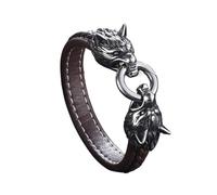 ITTRUH Braided Rope Wristband for Men,Men Punk Rock Bicycle Chain Leather Bracelet Stainless Steel(Coffee,21cm)