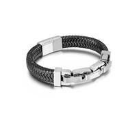 ITTRUH Braided Rope Wristband for Men,Punk Chain Stainless Steel Braid Leather Bracelet For Men Magnetic Buckle Charm Jewelry(Style a,23cm)
