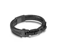 ITTRUH Braided Rope Wristband for Men,Punk Chain Stainless Steel Braid Leather Bracelet For Men Magnetic Buckle Charm Jewelry(Style D,21cm)