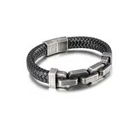 ITTRUH Braided Rope Wristband for Men,Punk Chain Stainless Steel Braid Leather Bracelet For Men Magnetic Buckle Charm Jewelry(Style B,21cm)