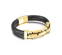 ITTRUH Braided Rope Wristband for Men,Punk Chain Stainless Steel Braid Leather Bracelet For Men Magnetic Buckle Charm Jewelry(Style C,19cm)
