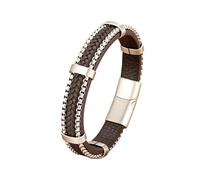 ITTRUH Braided Rope Wristband for Men,Steampunk Bracelet Multilayer Braid Genuine Leather With Stainless Steel Magnetic Buckle For Men Women(Brown)