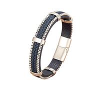 ITTRUH Braided Rope Wristband for Men,Steampunk Bracelet Multilayer Braid Genuine Leather With Stainless Steel Magnetic Buckle For Men Women(Blue)