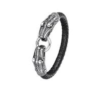 ITTRUH Braided Rope Wristband for Men,Vintage Brown Leather Bracelets Stainless Steel Magnetic Clasp Punk Rock Bangles Male Jewelry Accessories For Men(L649,19cm)