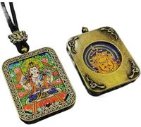 ITTRUH Buddha card pendant,Double-Sided Thangka Pendant Eight Guardian Gods of the Chinese Zodiac Unique Spiritual Jewelry size; 40x50cx8mm(Four-walled Goddess of Mercy)