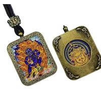 ITTRUH Buddha card pendant,Double-Sided Thangka Pendant Eight Guardian Gods of the Chinese Zodiac Unique Spiritual Jewelry size; 40x50cx8mm(The Red God of Fortune)