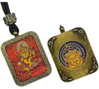 ITTRUH Buddha card pendant,Double-Sided Thangka Pendant Eight Guardian Gods of the Chinese Zodiac Unique Spiritual Jewelry size; 40x50cx8mm(Yellow Cai)
