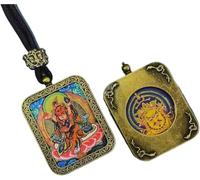 ITTRUH Buddha card pendant,Double-Sided Thangka Pendant Eight Guardian Gods of the Chinese Zodiac Unique Spiritual Jewelry size; 40x50cx8mm(The White God of Fortune)