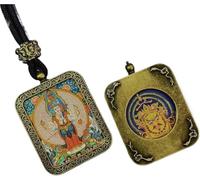 ITTRUH Buddha card pendant,Double-Sided Thangka Pendant Eight Guardian Gods of the Chinese Zodiac Unique Spiritual Jewelry size; 40x50cx8mm(Thousand-handed Goddess of Mercy)