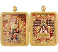 ITTRUH Buddha card pendant,Double-Sided Three-Dimensional Manjushri Pendant - Five Masters Thangka Art Size; 5.5x4.5cm