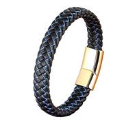 ITTRUH Magnetic Braided Rope Wristband for Men,Mens woman Bracelets,Handmade Cuff Bracelet Simple Design Wristband Gifts friend(Gold Blue,23CM)