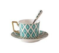 ITTRUH Tea Cup and Saucer Set,Ceramic Coffee Cup Set,Bone China Set Ceramic Coffee 200ml Cutlery Set, Breakfast Drinking with Spoon, Suitable for Milk Family, Office