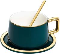 ITTRUH Tea Cup and Saucer Set,Tea Cup Saucer Set,Bone China Teacups Ceramic Coffee European Small Flower Tea Afternoon Household Elegant Tea(Color:Green,Size:12x8.5x5cm)