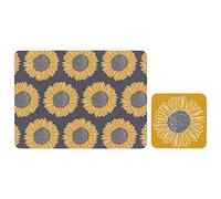 Itucci Sets of 4 (8 pc) Artisan Flower Placemats & Coasters Set, Floral Cork Backed Placemats & Coasters, & Kitchen Protector Mats for Decoration, Heat-Resistant Coating