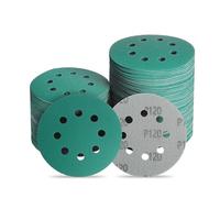 ITUGUDET 5 Inch 8 Hole 100 Grit Zirconia Alumina Hook & Loop Sanding Discs, Heavy-Duty Polyester Film Backing, Wet/Dry Anti-Clog for Random Orbital Sanders - Wood, Automotive, Metal - 50 Pack