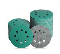 ITUGUDET 5 Inch 8 Hole P150 Grit Zirconia Wet Dry Sanding Discs - 100 Pack | Fits 5" Random Orbital Sander, Heavy-Duty Polyester Film Backing, Hook & Loop Sandpaper For Wood, Auto Body, Metal, Paint