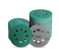 ITUGUDET 5 Inch 8 Hole P180 Grit Zirconia Wet Dry Sanding Discs - 100 Pack | Fits 5" Random Orbital Sander, Heavy-Duty Polyester Film Backing, Hook & Loop Sandpaper For Wood, Auto Body, Metal, Paint