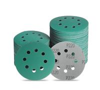 ITUGUDET 5 Inch 8 Hole P220 Grit Zirconia Wet Dry Sanding Discs - 100 Pack | Fits 5" Random Orbital Sander, Heavy-Duty Polyester Film Backing, Hook & Loop Sandpaper For Wood, Auto Body, Metal, Paint