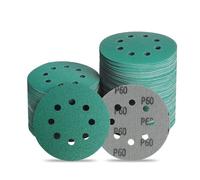 ITUGUDET 5 Inch 8 Hole P60 Grit Zirconia Wet Dry Sanding Discs - 100 Pack | Fits 5" Random Orbital Sander, Heavy-Duty Polyester Film Backing, Hook & Loop Sandpaper For Wood, Auto Body, Metal, Paint