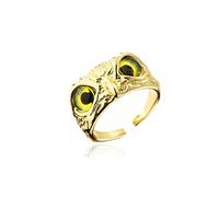ITVIP 18K Gold Plated Demon Eye Owl Ring, Golden Retro Animal Open Adjustable Ring, Ring Jewelry Gift for Women Men, Verstellbare Öffnung, Copper