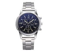 ITVIP Casual Business Watches for Men and Women, Blu-Ray Glass Three Eyes and Six Needles Analog Quartz Watch and Alloy Steel Strap Bracelet 220 Black