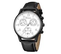 ITVIP Elegant Minimalist Men's Watch Leather Strap Fake Three Eyes Analog Quartz Watch Strap 250 a