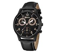 ITVIP Elegant Minimalist Men's Watch Leather Strap Fake Three Eyes Analog Quartz Watch Strap 250 E