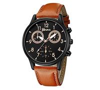 ITVIP Elegant Minimalist Men's Watch Leather Strap Fake Three Eyes Analog Quartz Watch Strap 250 F