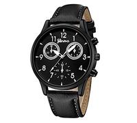 ITVIP Elegant Minimalist Men's Watch Leather Strap Fake Three Eyes Analog Quartz Watch Strap 250 G