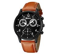 ITVIP Elegant Minimalist Men's Watch Leather Strap Fake Three Eyes Analog Quartz Watch Strap 250 H