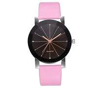 ITVIP Fashion Minimalist Metal Retro Round Dial Quartz Analog Alloy Wrist Watch with Leather Strap and Women Watches Strap 240 pink