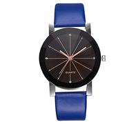 ITVIP Fashion Minimalist Metal Retro Round Dial Quartz Analog Alloy Wrist Watch with Leather Strap and Women Watches Strap 240 blue