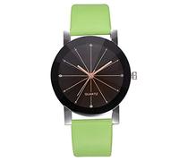ITVIP Fashion Minimalist Retro Metal Round Dial Quartz Analog Alloy Wrist Watch with Leather Strap and Watches for Women Strap 240 Green