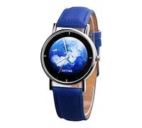 ITVIP Fashion The Earth Pattern Quartz Wrist Watches with Leather Strap Elegant Casual Analog Classic Women Watches Strap 230 blue