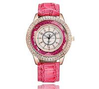 ITVIP Fashion Women Watch Diamond Bezel Movable Sand Balls Digital Dial PU Leather Strap Crocodile Pattern Strap 240 b