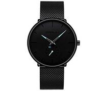 ITVIP Males Quartz Watch Minimalism Analog Watch and Milan Stainless Steel Strap Waterproof 30m blue