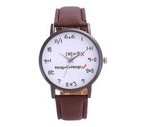 ITVIP - Men's and Women's Watches with Leather Strap Casual Mathematical Formulas and Equations, Suitable for Fashion Students and Teenagers Strap 230 brown