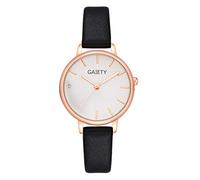 ITVIP Simple Temperament Schoolgirl Trendy Belt Watch Rose Gold Frame Trend Quartz Watch Strap 210mm Black