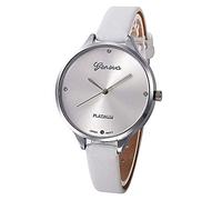 ITVIP Simple Women's Analogue Quartz Watch with Fine Leather Strap, White, 215mm, Strap