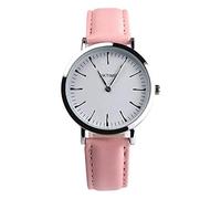 ITVIP Simple Women's Watch, Elegant Two Hand Dial and PU Leather Strap Analog Quartz Watch Strap 240 pink
