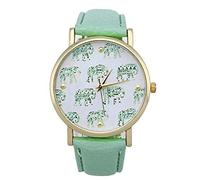 ITVIP Women Elephant Watch Unique Fashion Analog Women Casual Bracelet Women Comfortable Faux Leather Round Case Watch Strap 240mm green