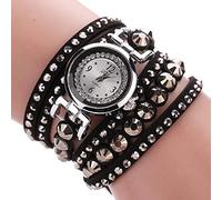 ITVIP Women's Bracelet Leather Strap with Rhinestone Fashion Decoration Female Quartz Watch Strap 400 Black