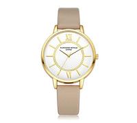 ITVIP Women's Fashion Watch with Gold Shell Roman Numerals Dial Quartz Analog PU Leather Strap Strap 240mm Beige