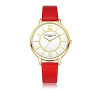ITVIP Women's Fashion Watch with Gold Shell Roman Numerals Dial Quartz Analog PU Leather Strap Strap 240mm red