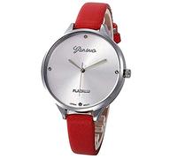 ITVIP Women's Simple Quartz Analog Watch with Fine Leather Strap Strap 215mm red