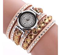 ITVIP Women's Watch Bracelet Leather Strap Rhinestone Decoration Fashion Female Quartz Watch Strap 400 gold