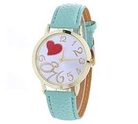 ITVIP Women's Watch Digital Dial Love and Personality Comfortable Leather Strap Fashion Quartz Watch Strap 240 azure
